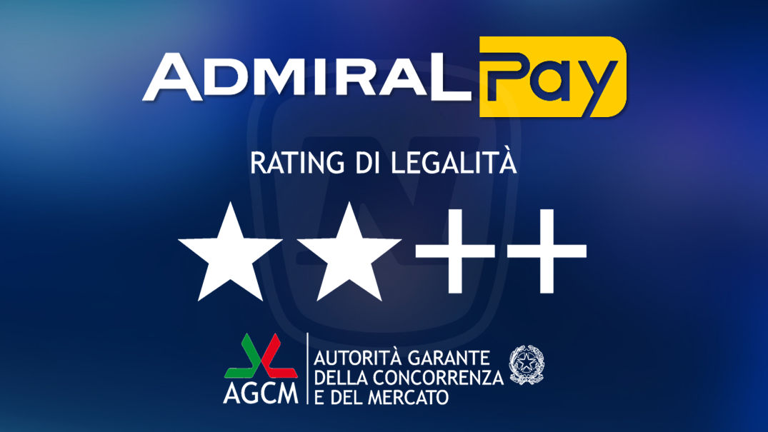 Logo Admiral Pay con doppia stella Rating di Legalità