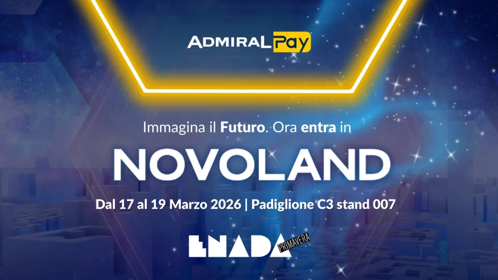 L’offerta ADMIRAL Pay a ENADA 2026: l’ecosistema completo di soluzioni digitali per i PVR 2 L’offerta ADMIRAL Pay a ENADA 2026 presentata a ENADA Primavera nello spazio NOVOLAND